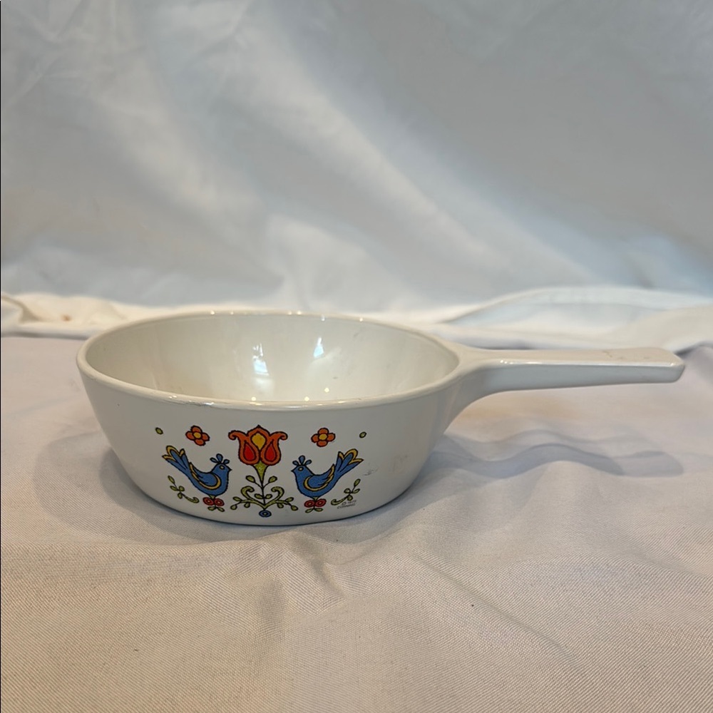 Vintage Corning Ware 1975 Country Festival/Blue Bird Pattern Sauce Skillet